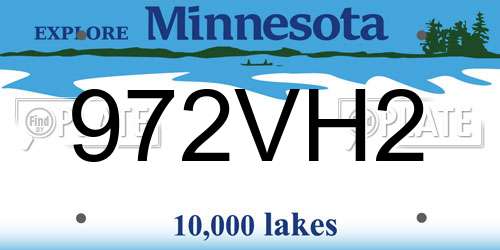 972VH2 Minnesota License Plate