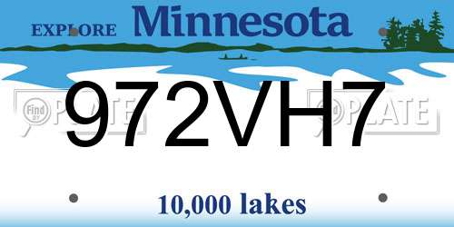 972VH7 Minnesota License Plate