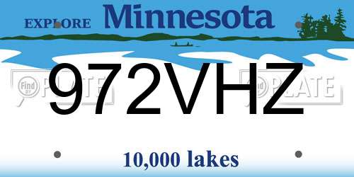 972VHZ Minnesota License Plate