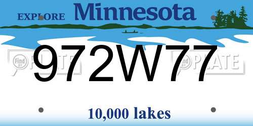 972W77 Minnesota License Plate