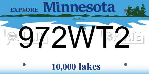 972WT2 Minnesota License Plate