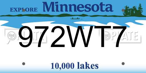 972WT7 Minnesota License Plate