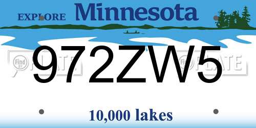 972ZW5 Minnesota License Plate