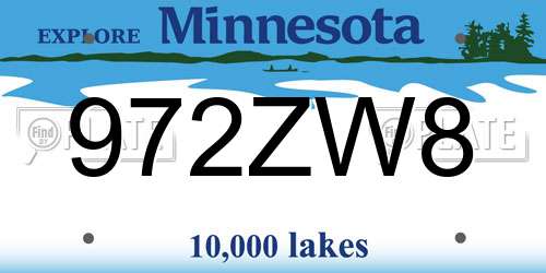 972ZW8 Minnesota License Plate