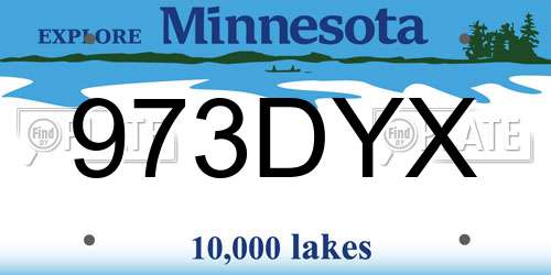 973DYX Minnesota License Plate