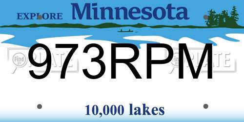 973RPM Minnesota License Plate