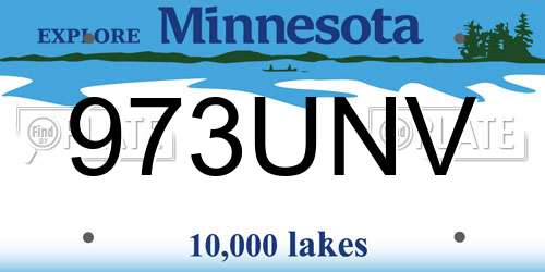 973UNV Minnesota License Plate