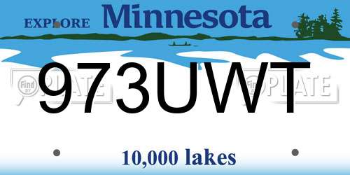 973UWT Minnesota License Plate