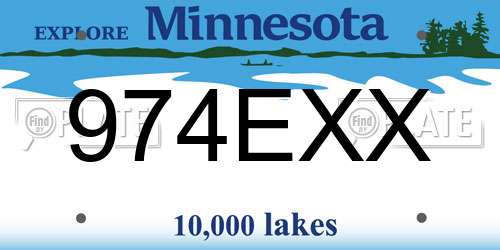 974EXX Minnesota License Plate