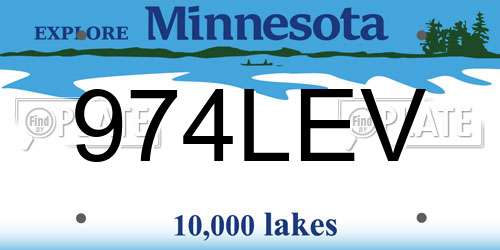 974LEV Minnesota License Plate
