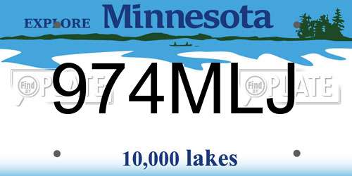 974MLJ Minnesota License Plate