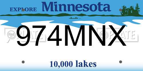 974MNX Minnesota License Plate