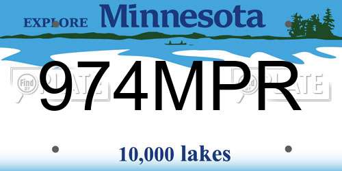 974MPR Minnesota License Plate