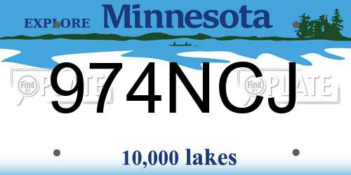 974NCJ Minnesota License Plate
