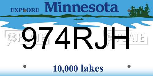 974RJH Minnesota License Plate