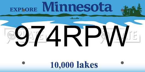 974RPW Minnesota License Plate