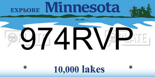 974RVP Minnesota License Plate