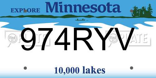974RYV Minnesota License Plate