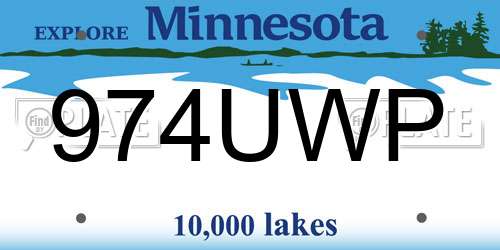 974UWP Minnesota License Plate