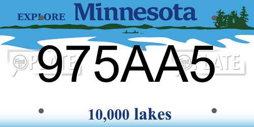 975AA5 Minnesota License Plate