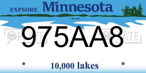 975AA8 Minnesota License Plate