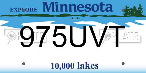 975UVT Minnesota License Plate