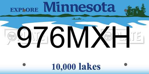 976MXH Minnesota License Plate
