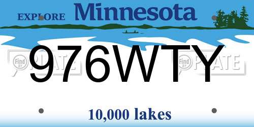 976WTY Minnesota License Plate