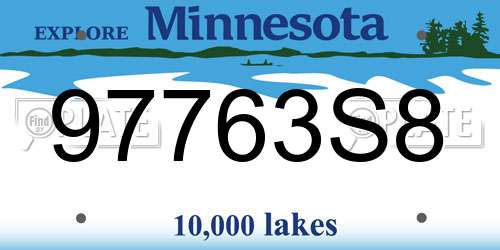 97763S8 Minnesota License Plate