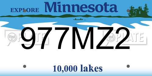 977MZ2 Minnesota License Plate
