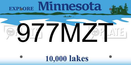 977MZT Minnesota License Plate