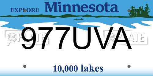 977UVA Minnesota License Plate