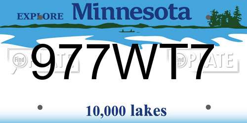 977WT7 Minnesota License Plate