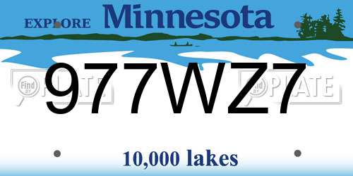 977WZ7 Minnesota License Plate