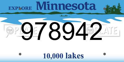 978942 Minnesota License Plate