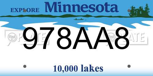 978AA8 Minnesota License Plate