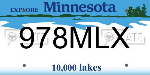 978MLX Minnesota License Plate