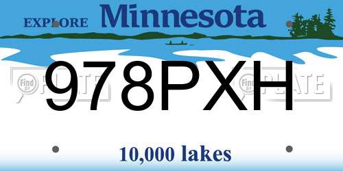 978PXH Minnesota License Plate
