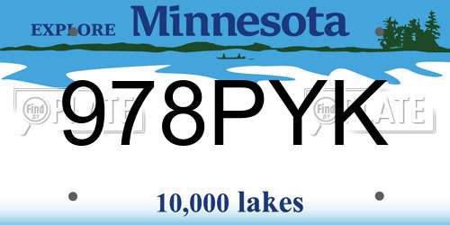 978PYK Minnesota License Plate