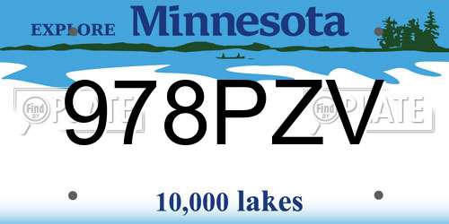 978PZV Minnesota License Plate