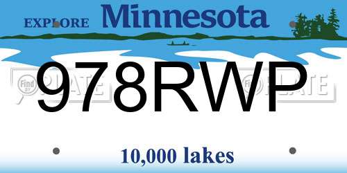 978RWP Minnesota License Plate