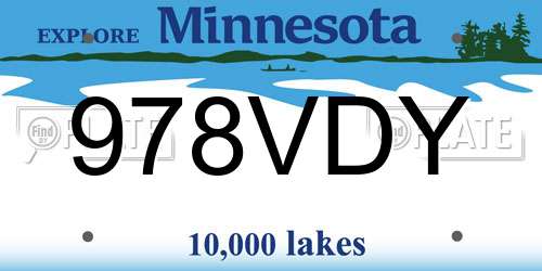 978VDY Minnesota License Plate