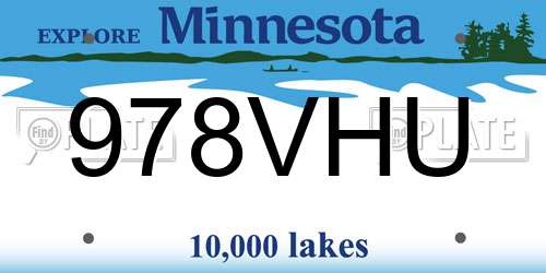 978VHU Minnesota License Plate