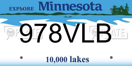 978VLB Minnesota License Plate