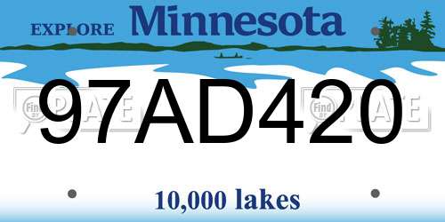 97AD420 Minnesota License Plate