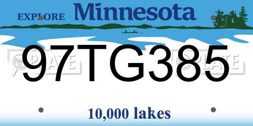 97TG385 Minnesota License Plate