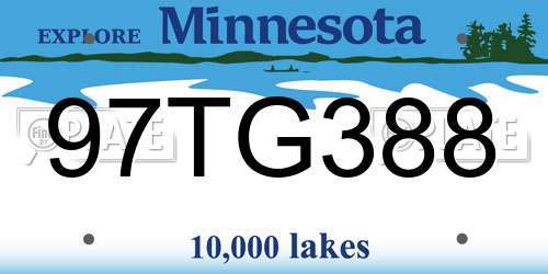 97TG388 Minnesota License Plate