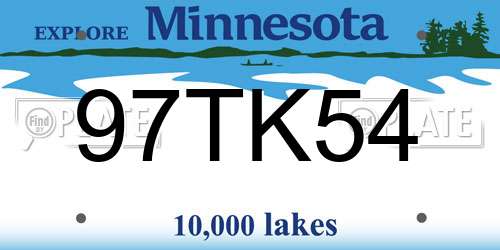 97TK54 Minnesota License Plate