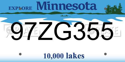 97ZG355 Minnesota License Plate