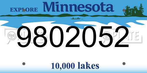 9802052 Minnesota License Plate